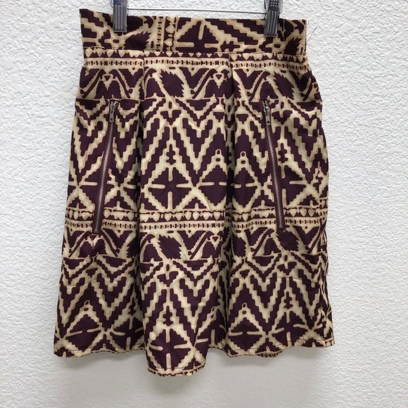 Scout Unique Print Pleated Skirt Juniors Small Polyester Exposed Zippers - Picture 1 of 8